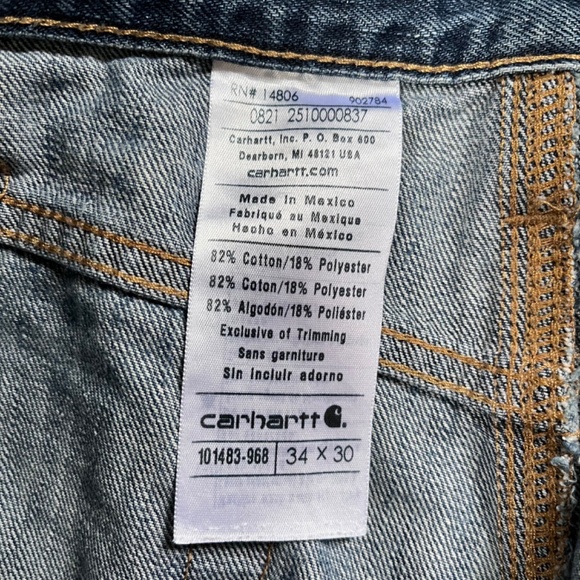 Carhartt 101483-968 Mens 5 Pocket Jeans Size 34x30 Cotton Blend - Picture 5 of 8